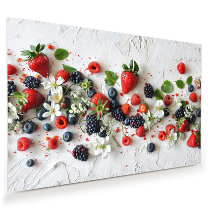 Wandbild mit dem Motiv Beeren mit weißen Blüten