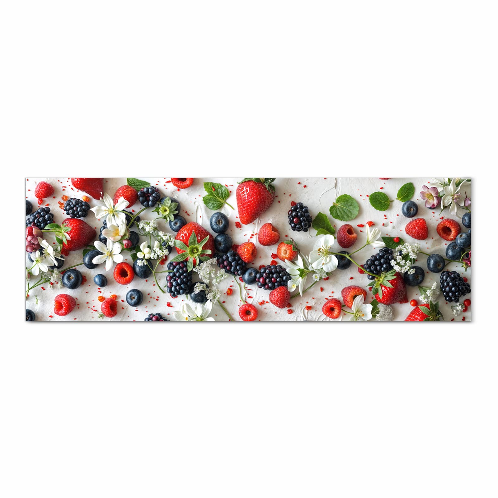 Fleckenresistenter Küchenteppich mit Motiv Beeren von Bunte in Frontansicht für die Küche