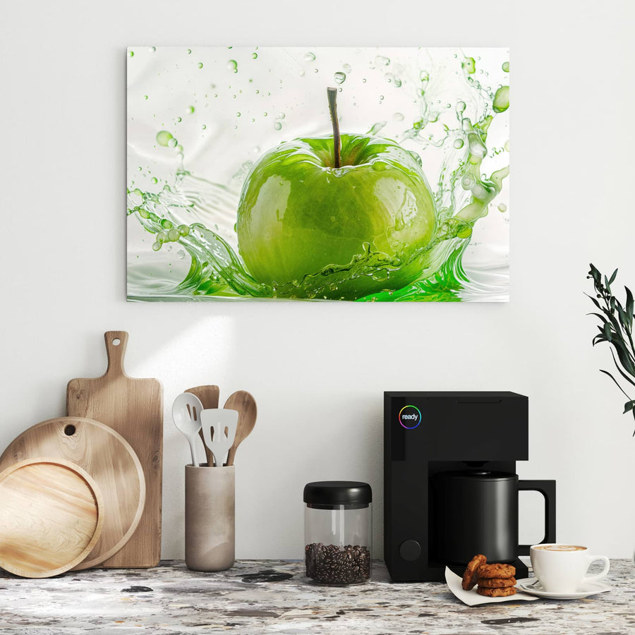 Maße Metall Magnettafel - Grüner Apfel im Spritzer