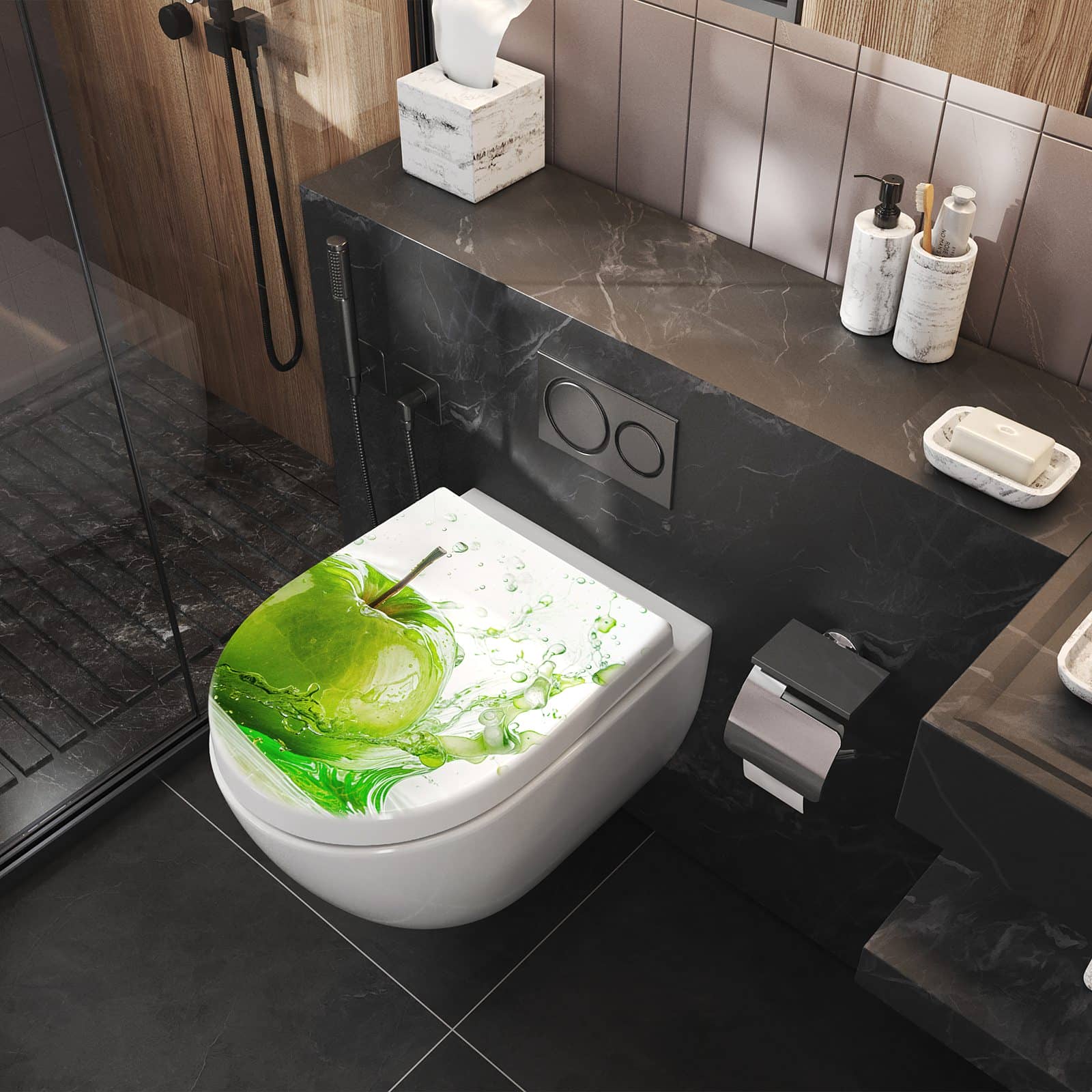 WC-Sitz mit Absenkautomatik Splash Apfel