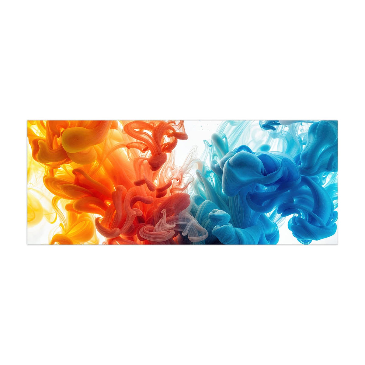 Küchenrückwand aus Glas Tinte im Wasser im Hochformat, Motiv bildfüllend von vorn