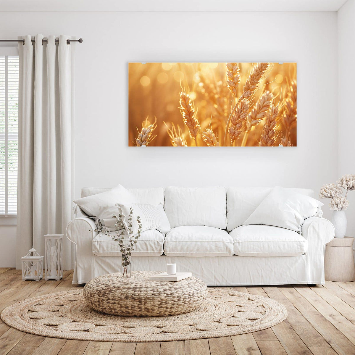 Wandbild - Reife Weizenähren - Querformat – Reife Weizenähren im Bokeh