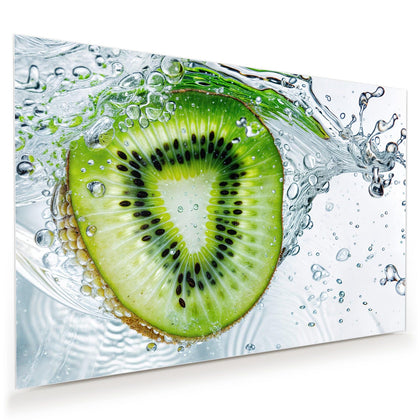 Wandbild mit dem Motiv Kiwi im Sprudelwasser