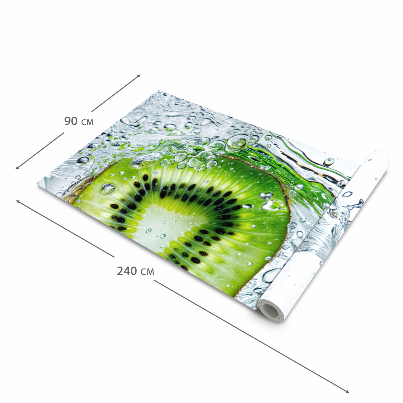 Strapazierfähiger waschbarer Küchenläufer mit Motiv Kiwi im Wasser in der Grösse 60x150 cm