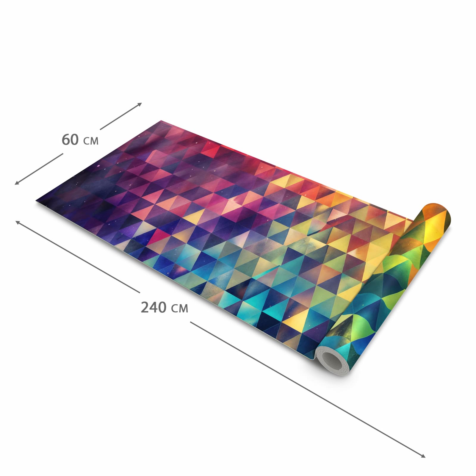Waschbarer Küchenläufer mit Motiv Bunte Dreiecke in der Grösse 60x120 cm für Ordnung