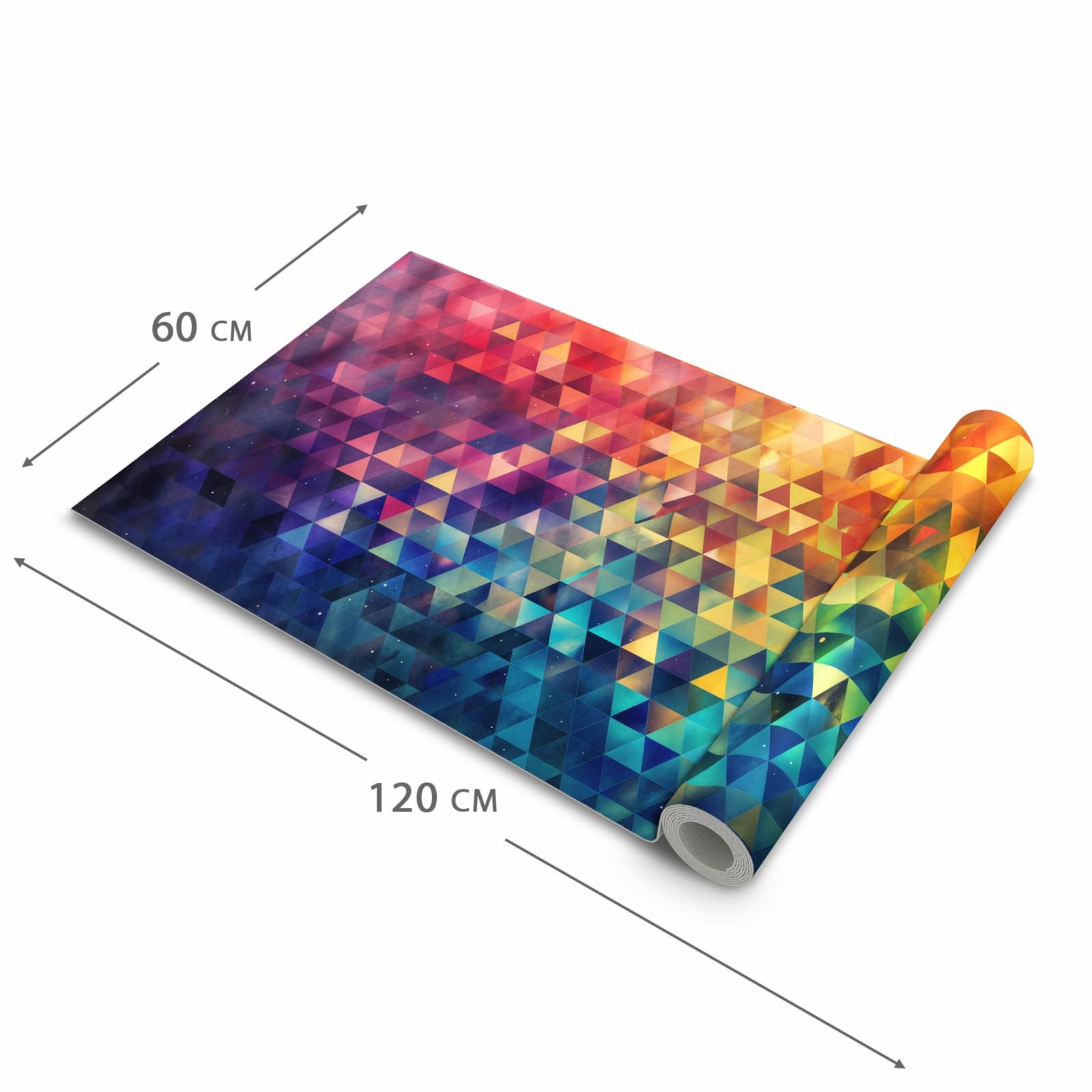 Rutschfester Küchenläufer mit Motiv Bunte Dreiecke in der Grösse 60x120 cm