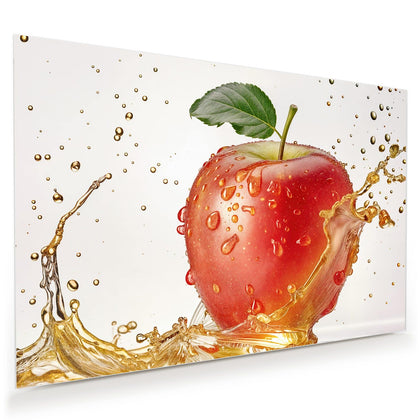 Wandbild mit dem Motiv Apfel mit Goldspritzer