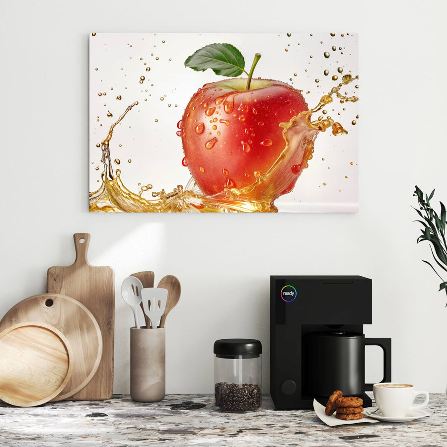 Maße Metall Magnettafel - Apfel mit Goldspritzer