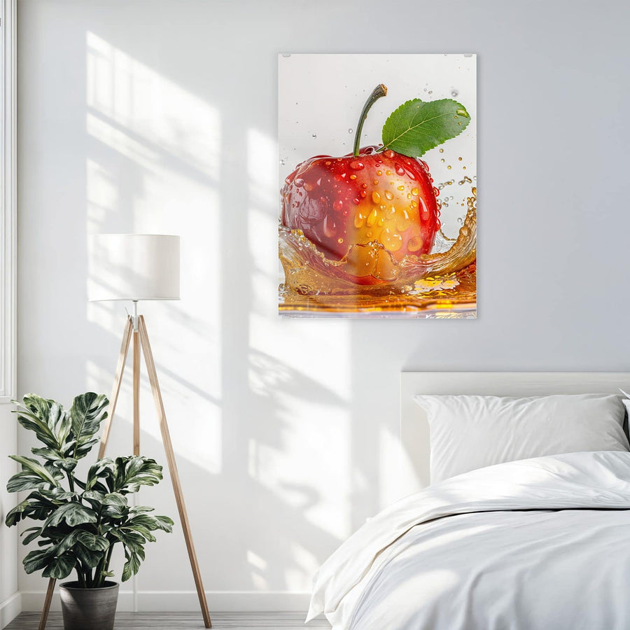 Maße Wandbild - Apfel mit Saftspritzer - Hochformat