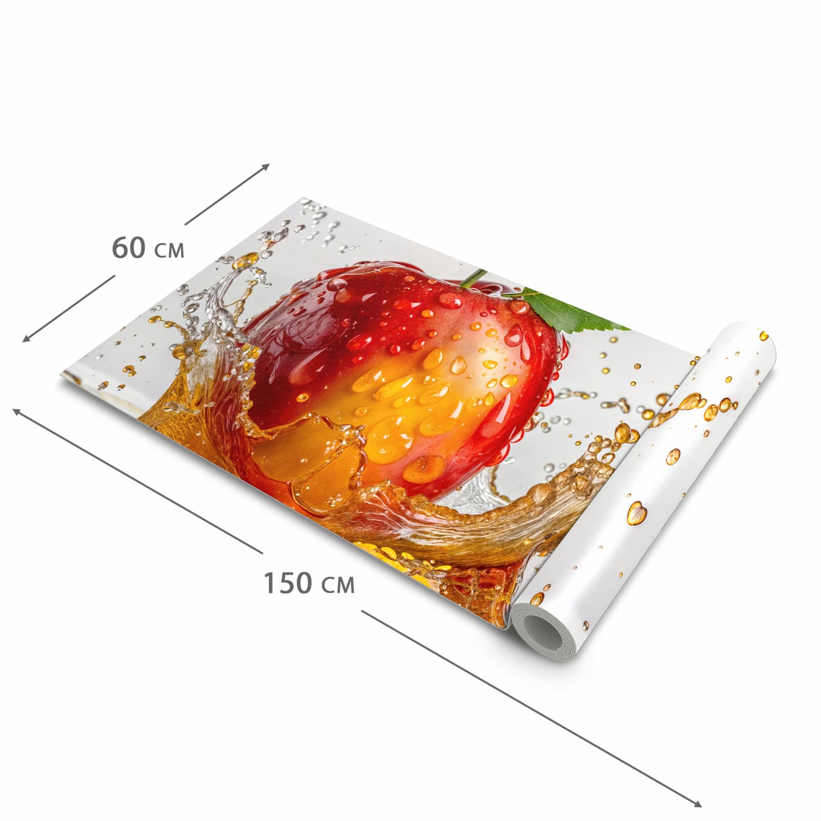 Feuchtigkeitsresistenter Küchenteppich mit Motiv Apfel von Spritzender in der Größe 90x240 cm