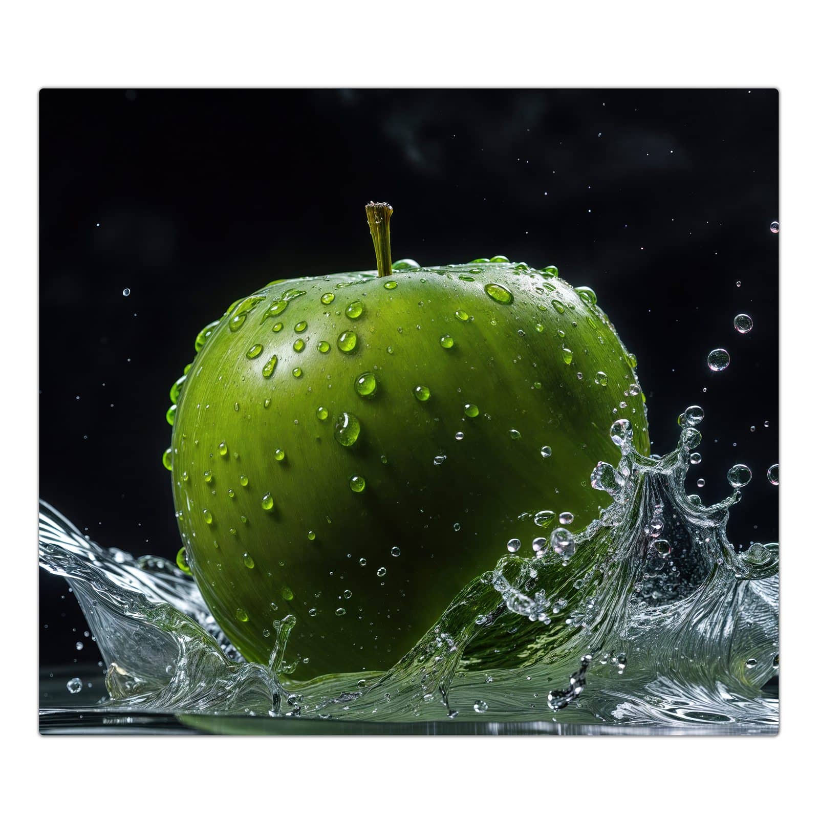 1-teilige Kochfeldabdeckung mit Apfel im Wasser-Motiv in der Frontansicht #grösse_1-Teilig (60x52cm)