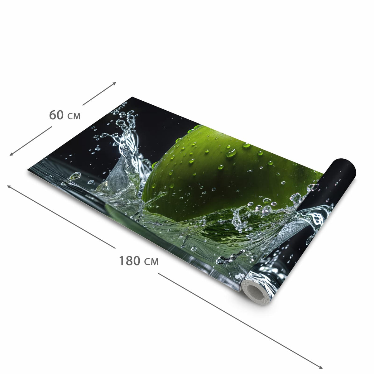 Langlebiger dünner Küchenteppich mit Motiv Apfel im Wasser in der Grösse 90x240 cm