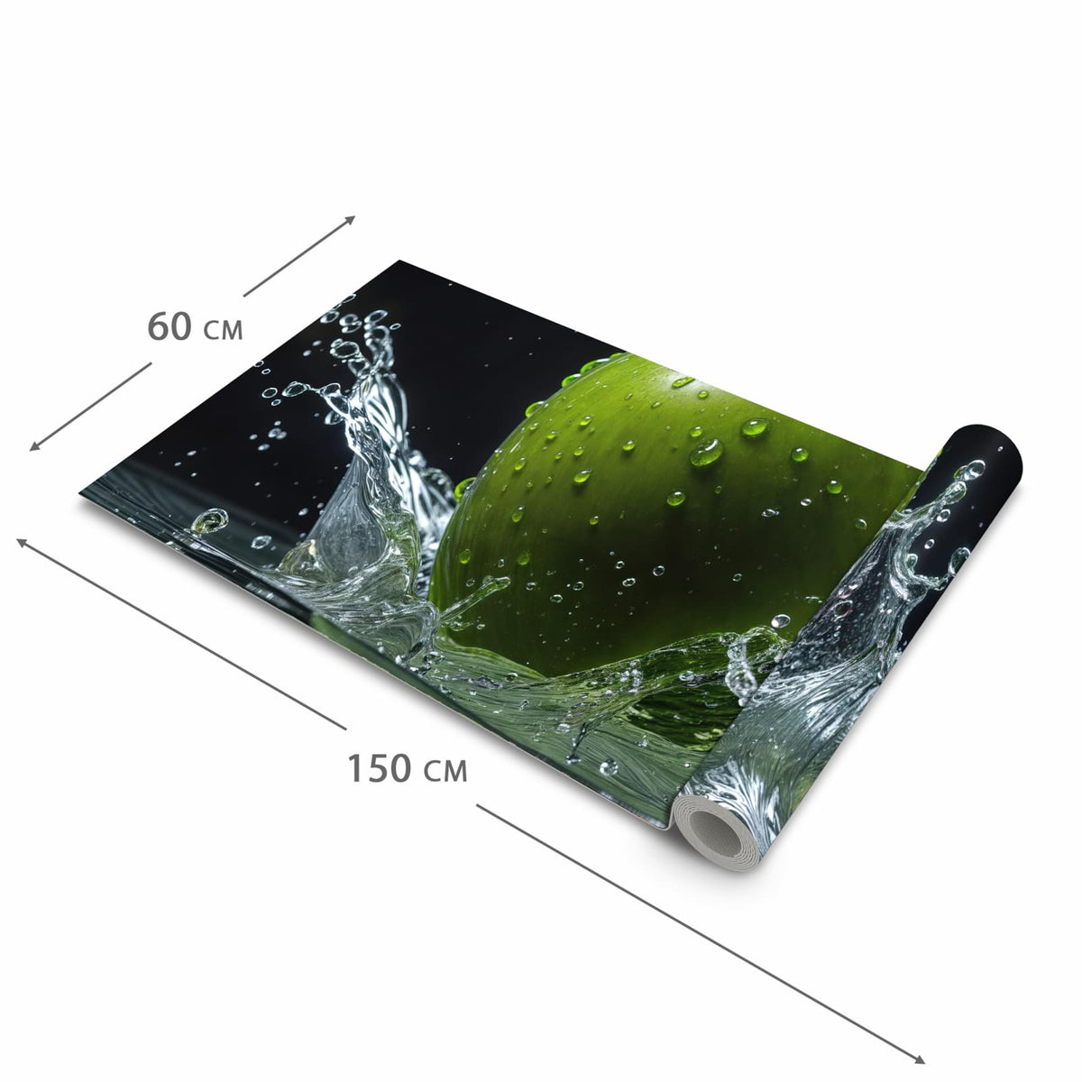 Geruchsneutraler rutschfester Läufer mit Motiv Apfel im Wasser in der Grösse 90x240 cm