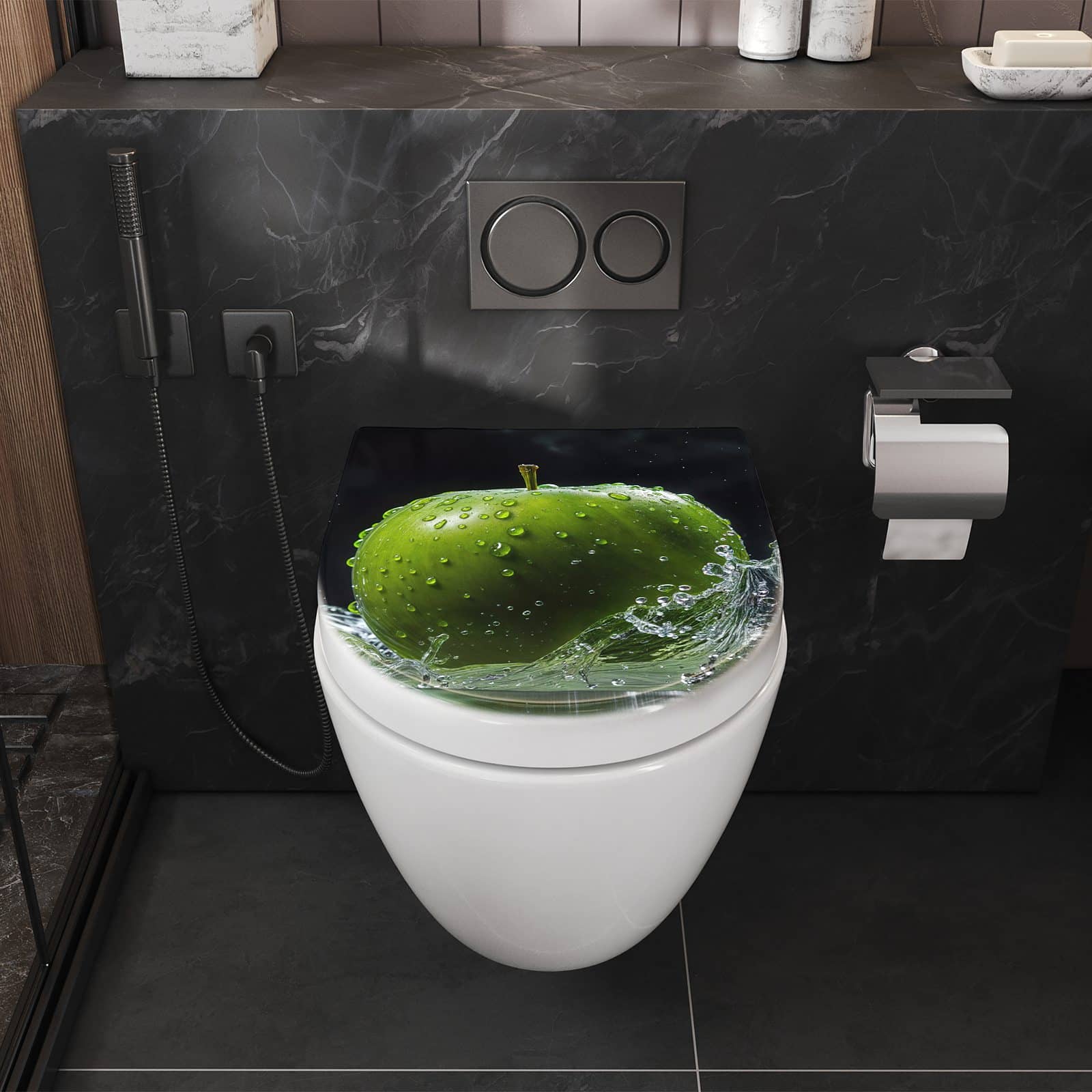 WC-Sitz mit Absenkautomatik Apfel im Wasser