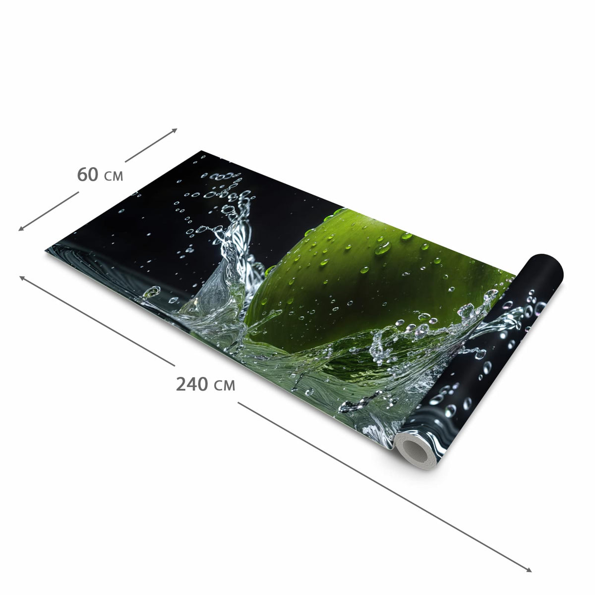 Flacher rutschfester Küchenteppich mit Motiv Apfel im Wasser in der Grösse 90x240 cm