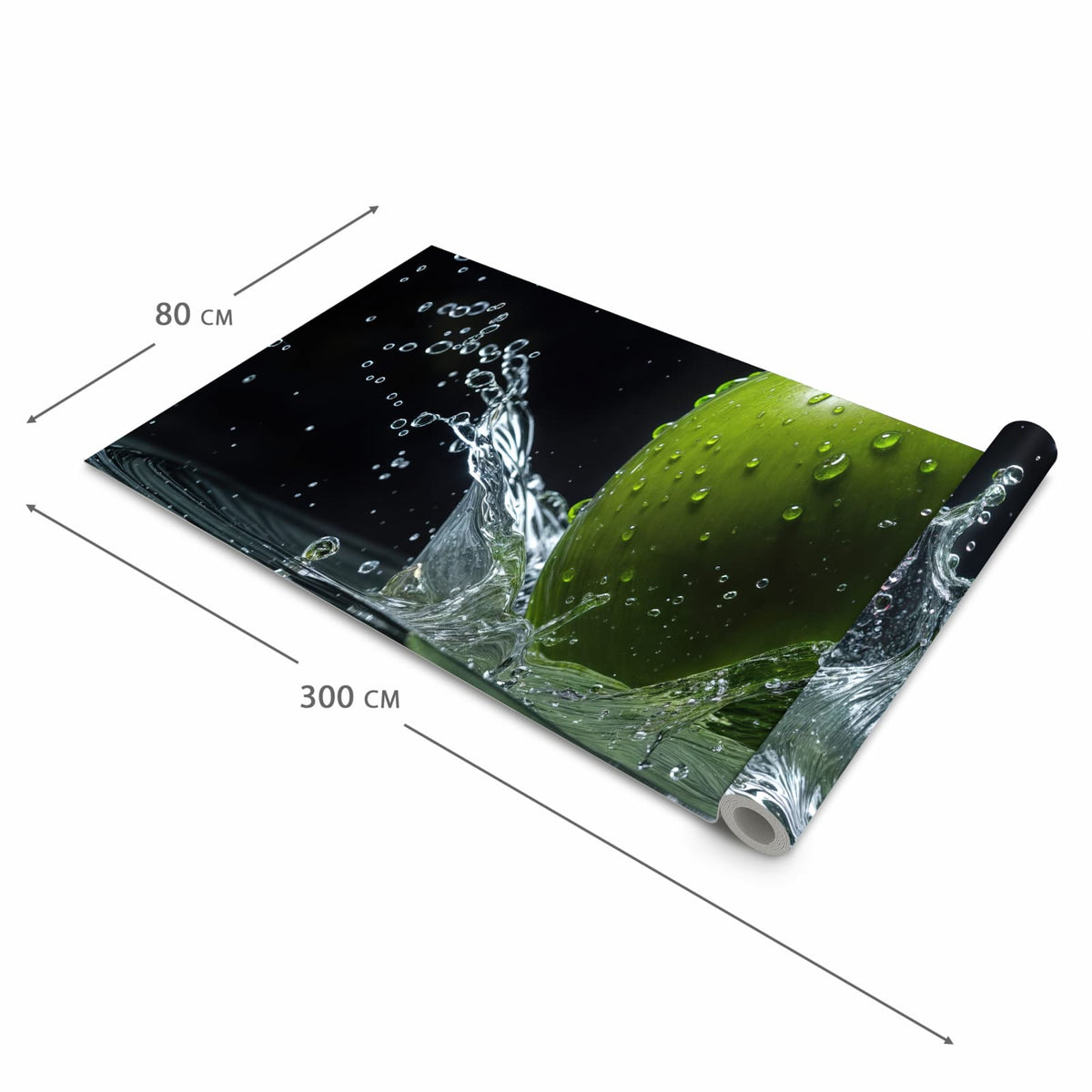 Strapazierfähiger Küchenteppich mit Motiv Apfel im Wasser in der Grösse 90x240 cm