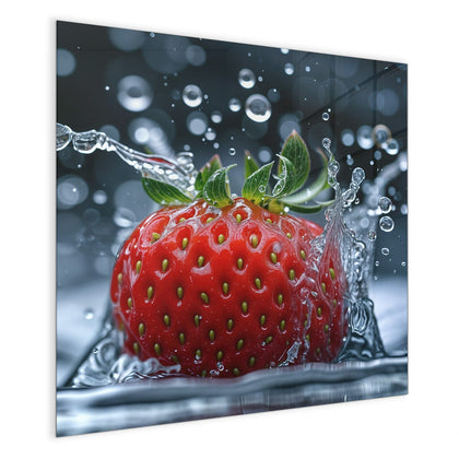 Magnettafel mit dem Motiv Erdbeere im Spritzwasser