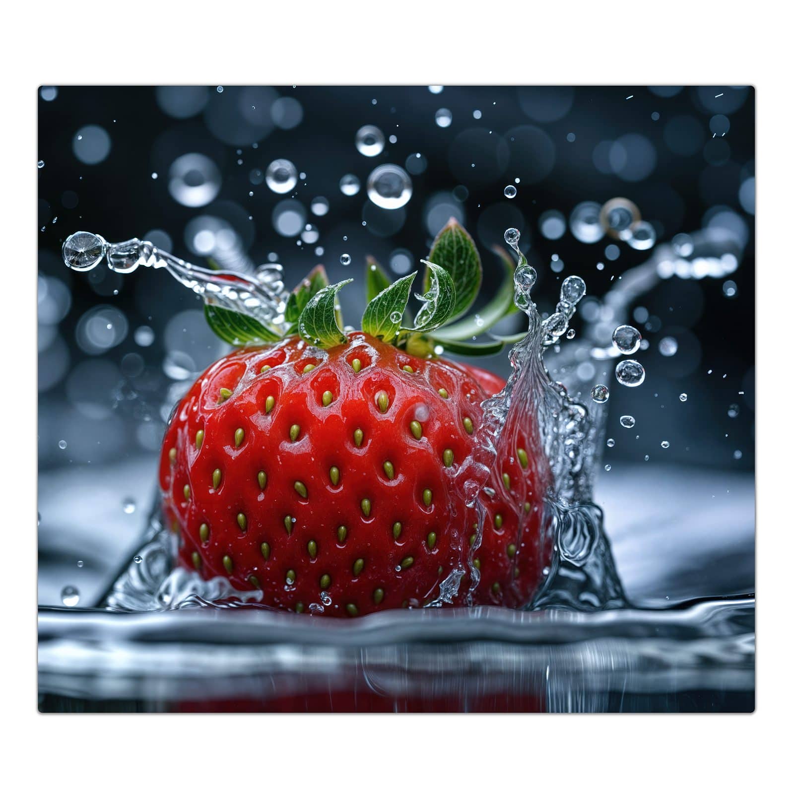 1-teilige Abdeckplatten Ceranfeld mit Erdbeere Wassertaucher-Motiv in der Frontansicht #grösse_1-Teilig (60x52cm)