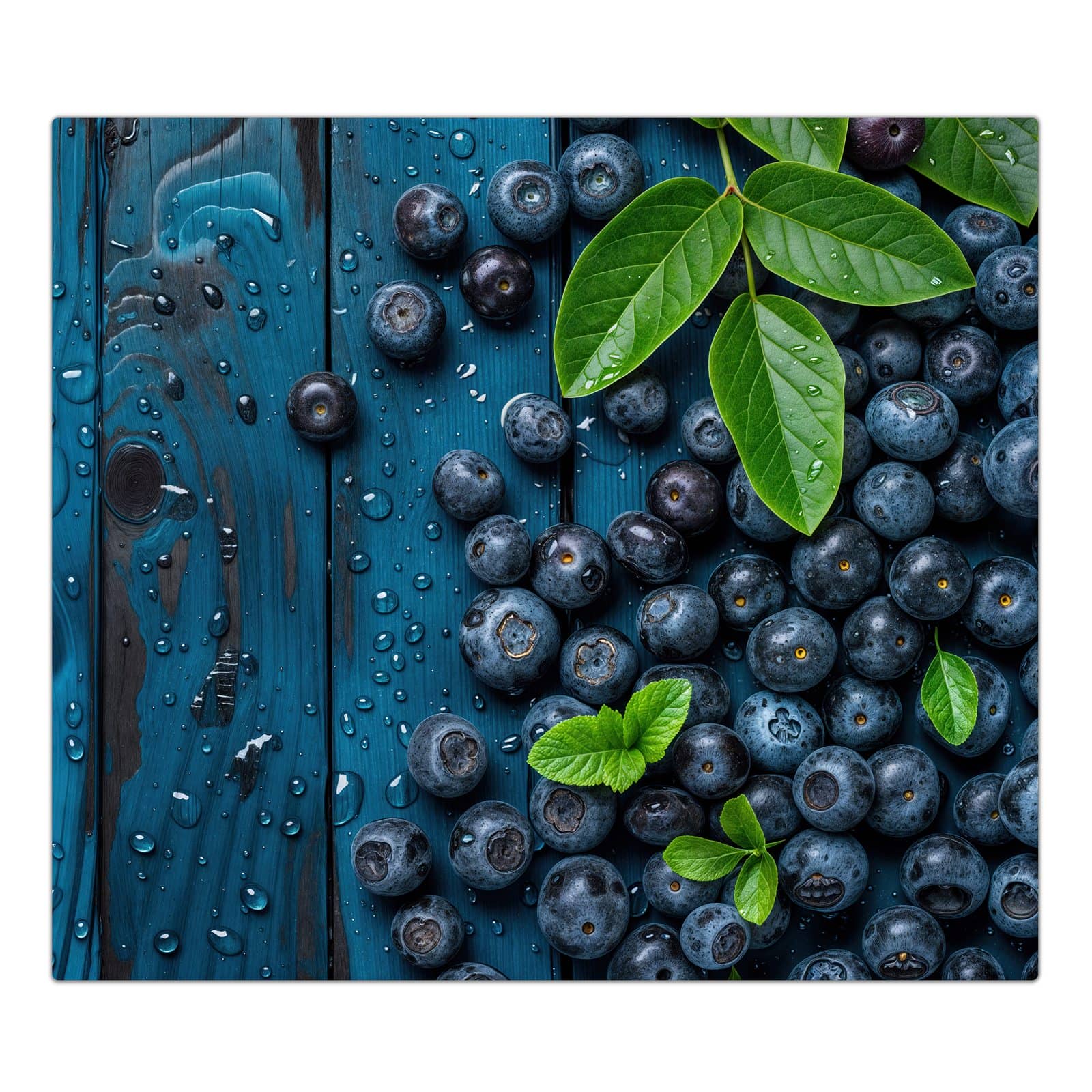1-teilige Herd Abdeckung mit Blaubeeren auf Holz-Motiv in der Frontansicht #grösse_1-Teilig (60x52cm)