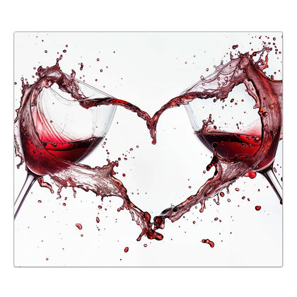 Herdabdeckplatte mit dem Motiv Rotwein in Herzform