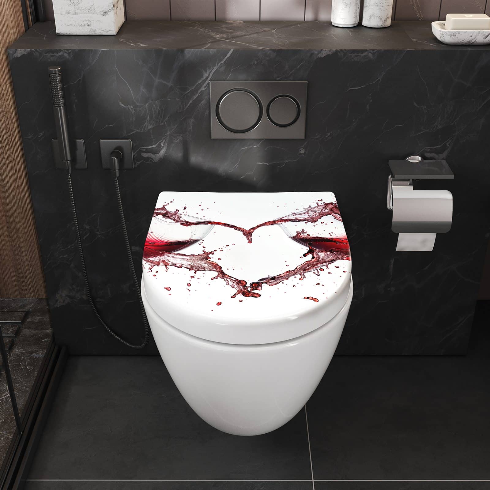 WC-Sitz mit Absenkautomatik Weingläser Herz