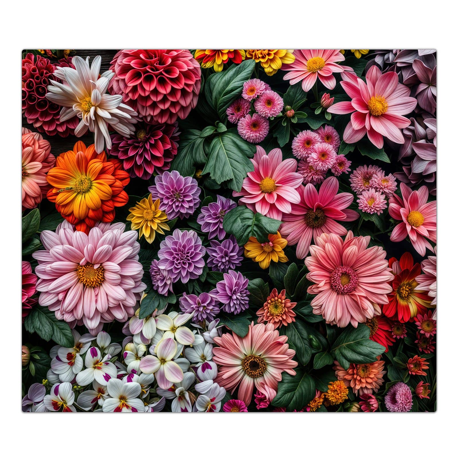 1-teilige Herdabdeckung mit Blumenkomposition-Motiv in der Frontansicht #grösse_1-Teilig (60x52cm)