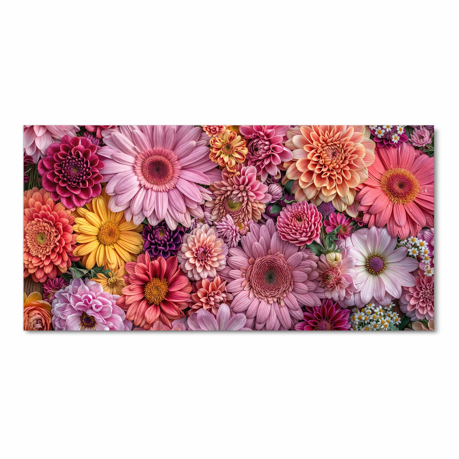 Wasserabweisender Küchenteppich mit Motiv Bunte Blumenpracht in Frontansicht