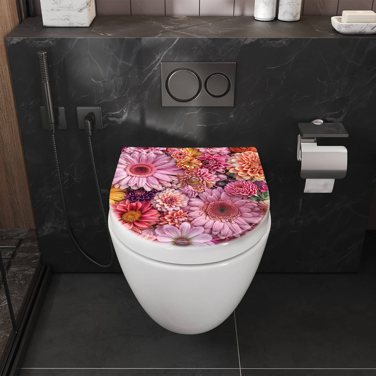 WC-Sitz mit Absenkautomatik Bunte Blumenpracht