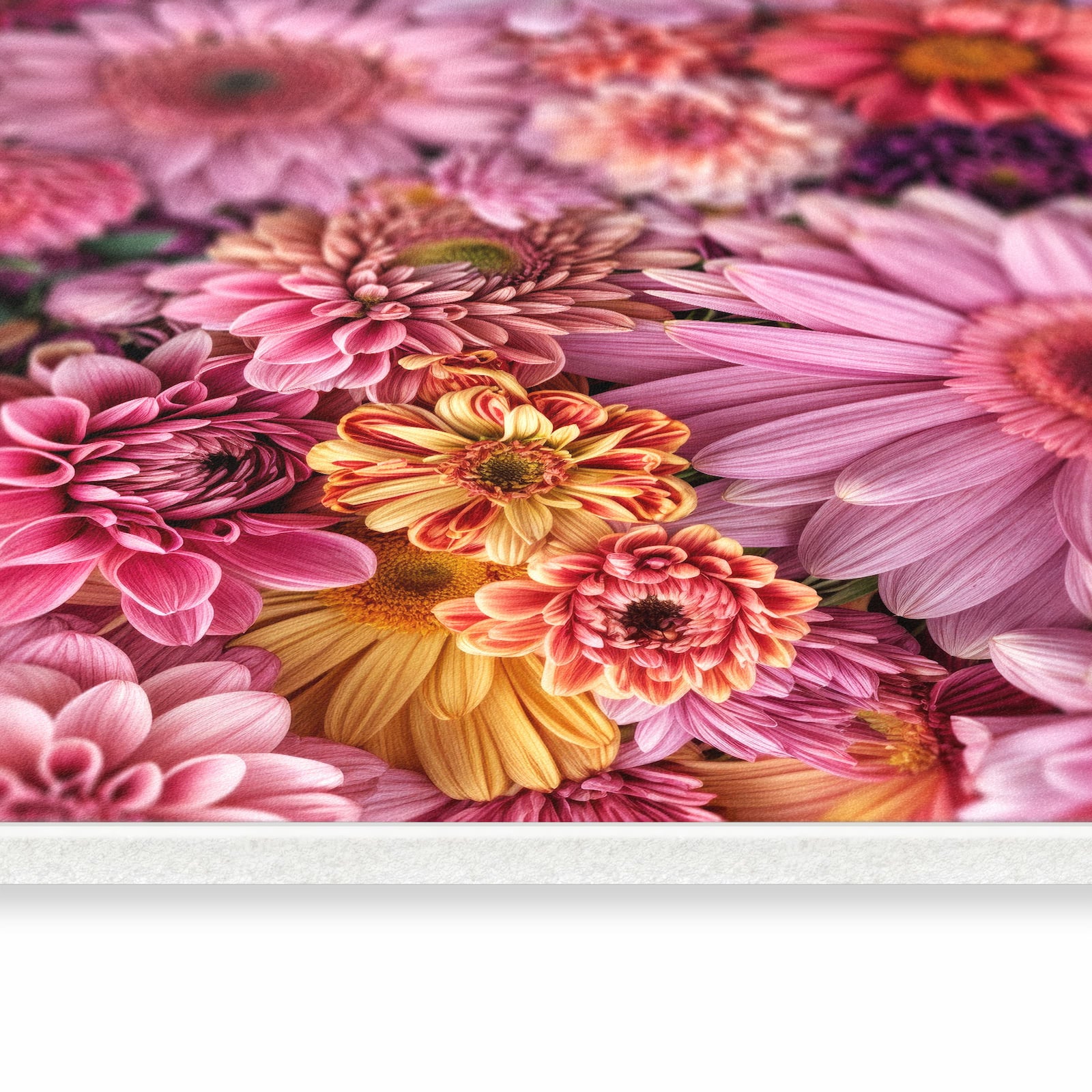 Hygienischer Küchenteppich mit Motiv Bunte Blumenpracht in seitlicher Ansicht