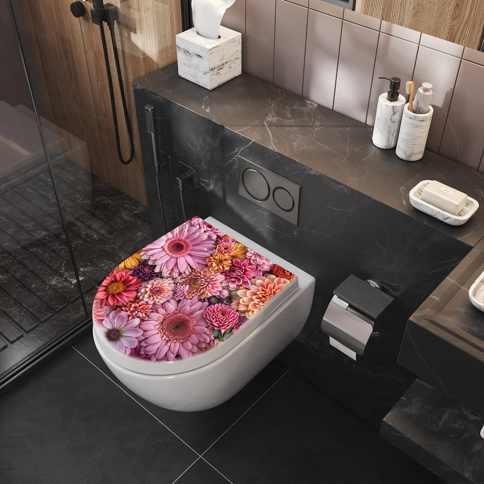 WC-Sitz mit Absenkautomatik Bunte Blumenpracht