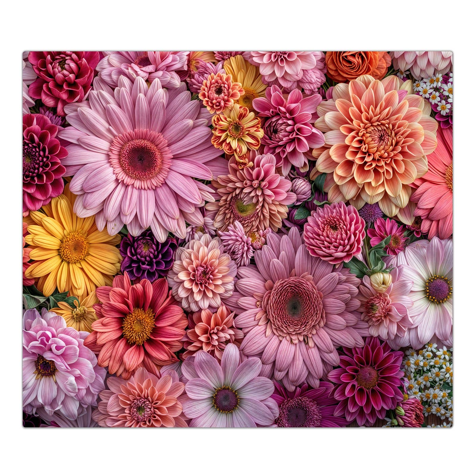 1-teilige Herdabdeckplatten mit Bunte Blumenpracht-Motiv in der Frontansicht #grösse_1-Teilig (60x52cm)