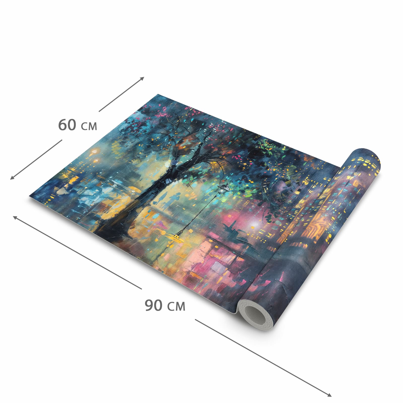 Feuchtigkeitsresistenter Küchenteppich mit Motiv Regen in der Stadt in der Grösse 80x250 cm
