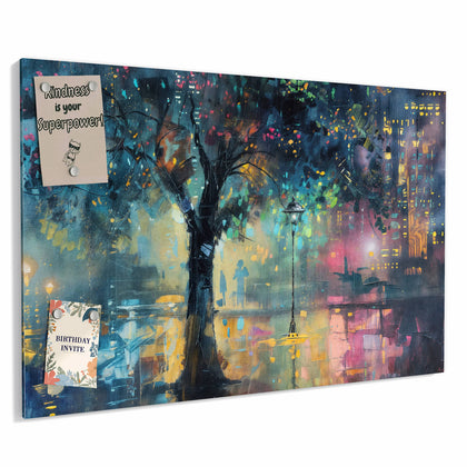 Metall Magnettafel mit dem Motiv Stadtbaum bei Nacht