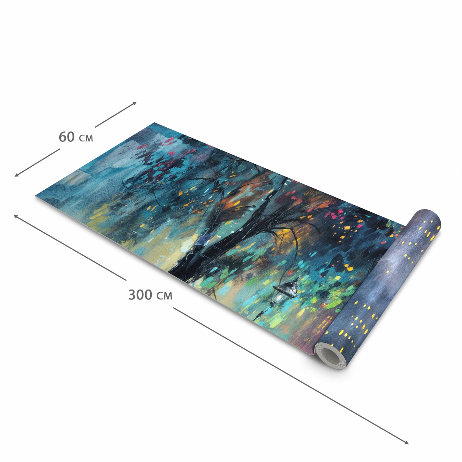 Rutschfester Bodenläufer Teppich mit Motiv Regen in der Stadt in der Grösse 80x250 cm