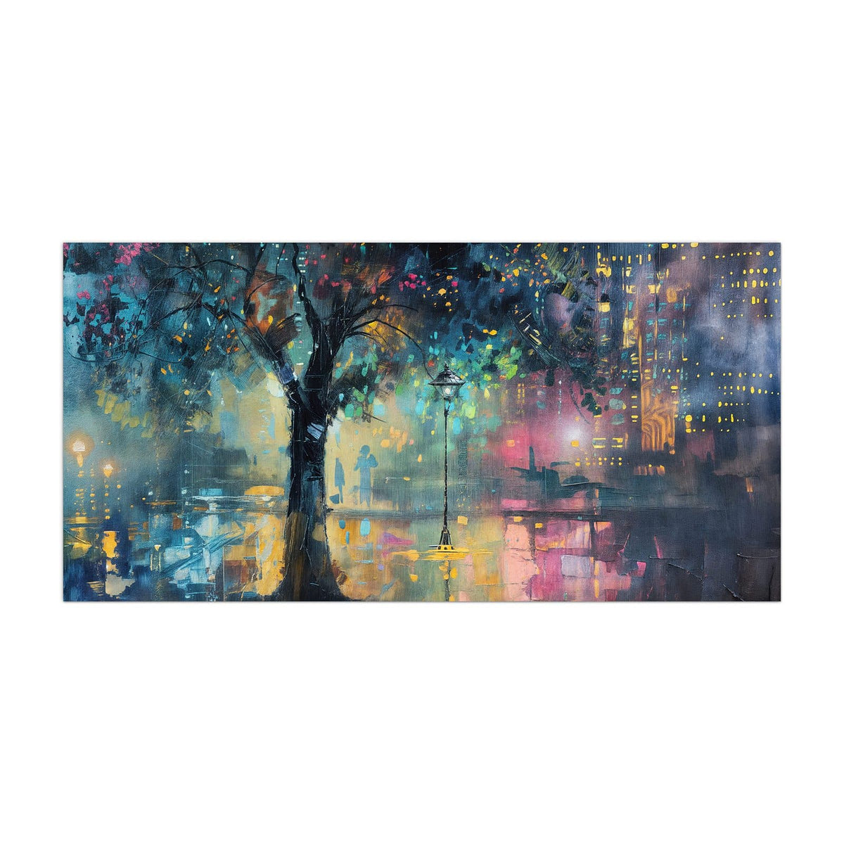 Küchenrückwand aus Glas Stadtbaum bei Nacht im Hochformat, Motiv bildfüllend von vorn