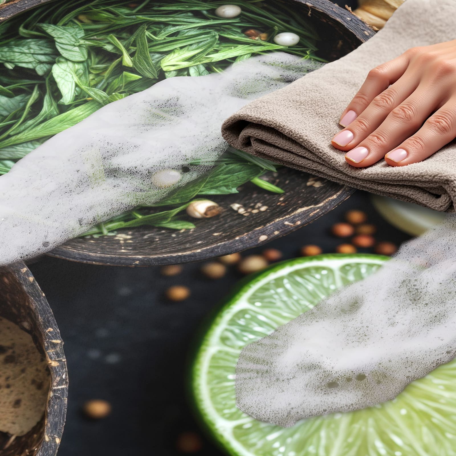 Fleckenresistenter Küchenteppich mit Motiv Gewürz Variationen, einfach zu reinigen