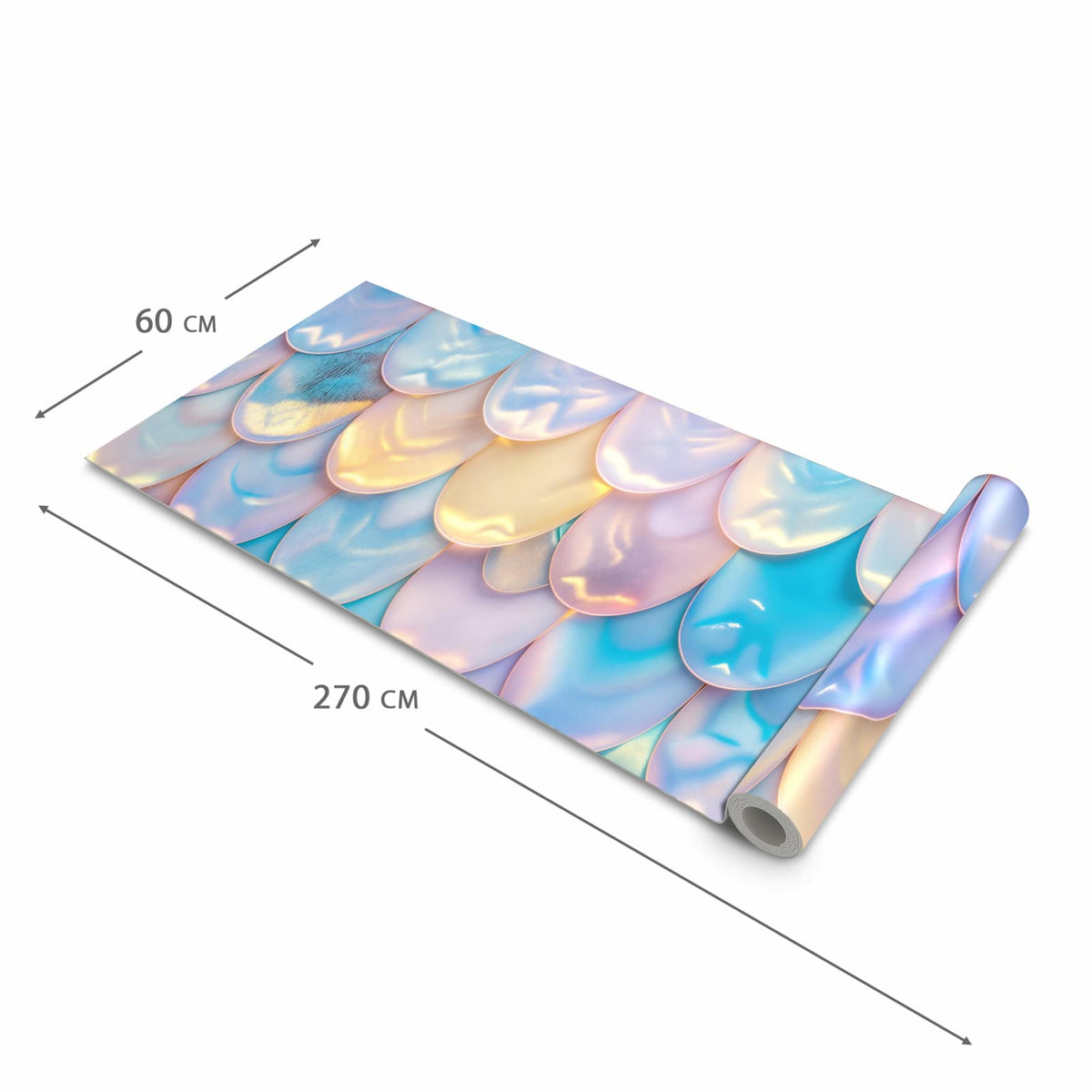 Feuchtigkeitsresistenter Küchenteppich mit Motiv Schuppen Mix Pastell in der Grösse 80x200 cm