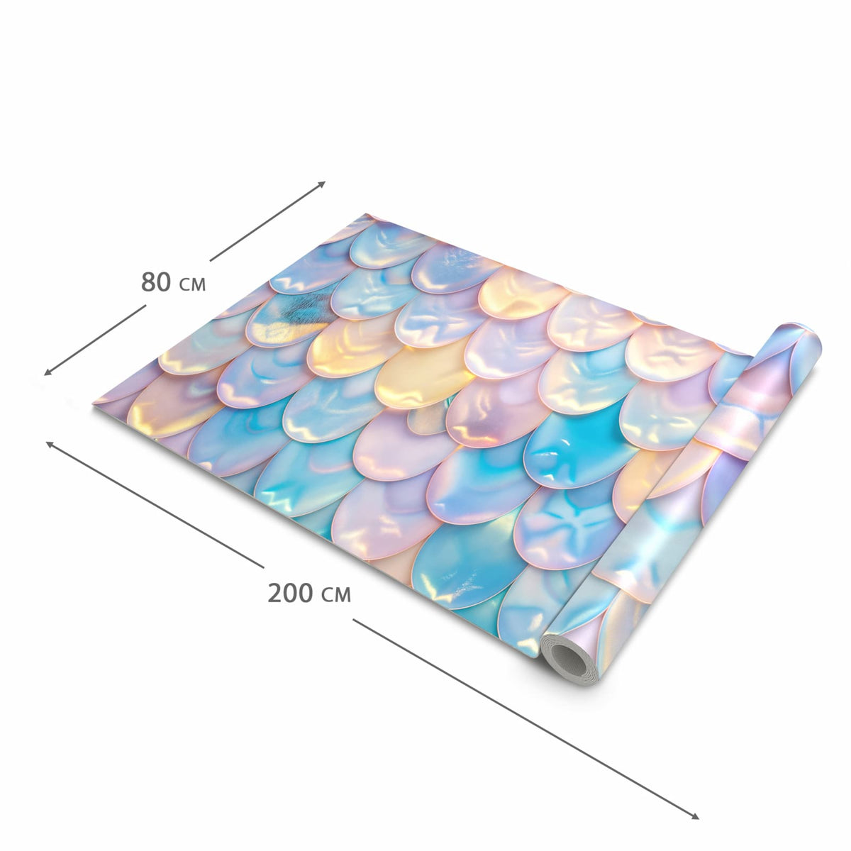 Bodenschonender Küchenteppich mit Motiv Schuppen Mix Pastell in der Grösse 80x250 cm