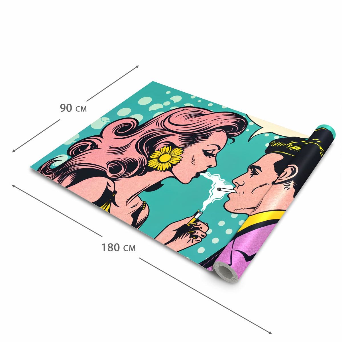 Waschbarer Küchenläufer mit Motiv Retro Pop Art Duo in der Grösse 80x200 cm für angenehme Haptik