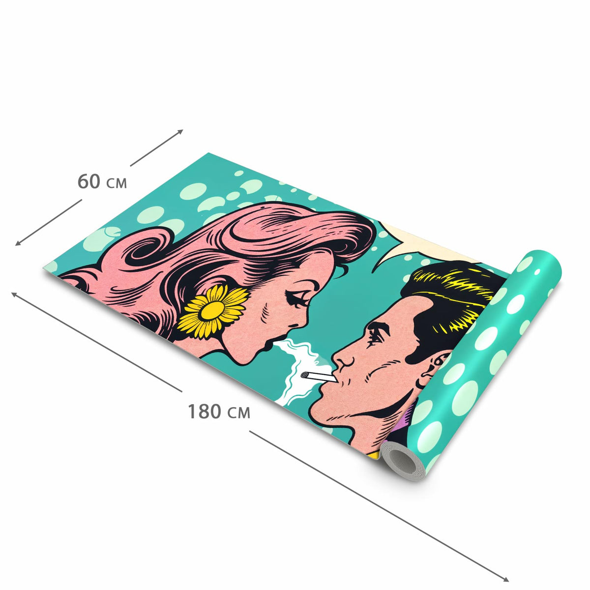 Fleckenresistenter Küchenläufer mit Motiv Retro Pop Art Duo in der Grösse 80x200 cm