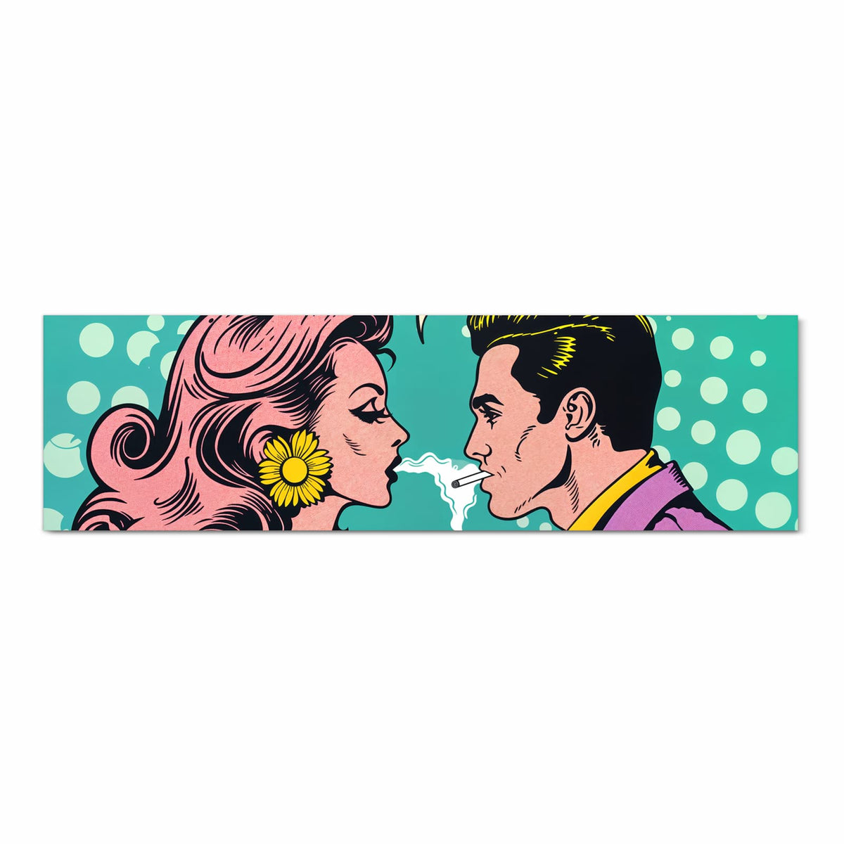 Farbbeständiger dünner Küchenteppich mit Motiv Retro Pop Art Duo in Frontansicht, waschbar