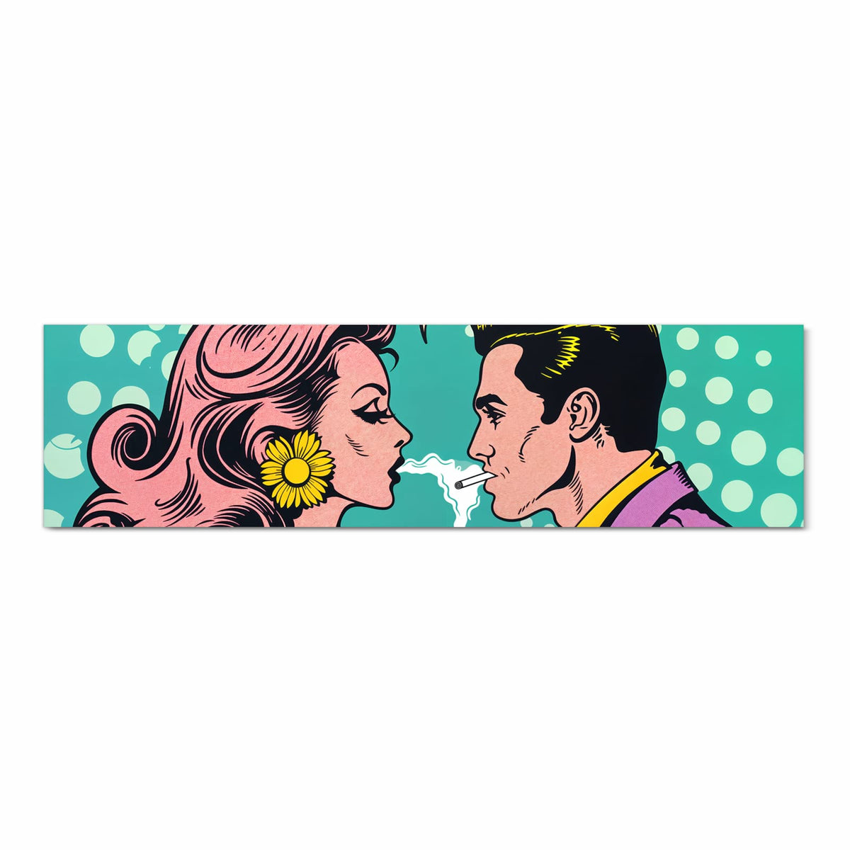 Formstabiler waschbarer Teppich fürs Esszimmer mit Motiv Retro Pop Art Duo in Frontansicht