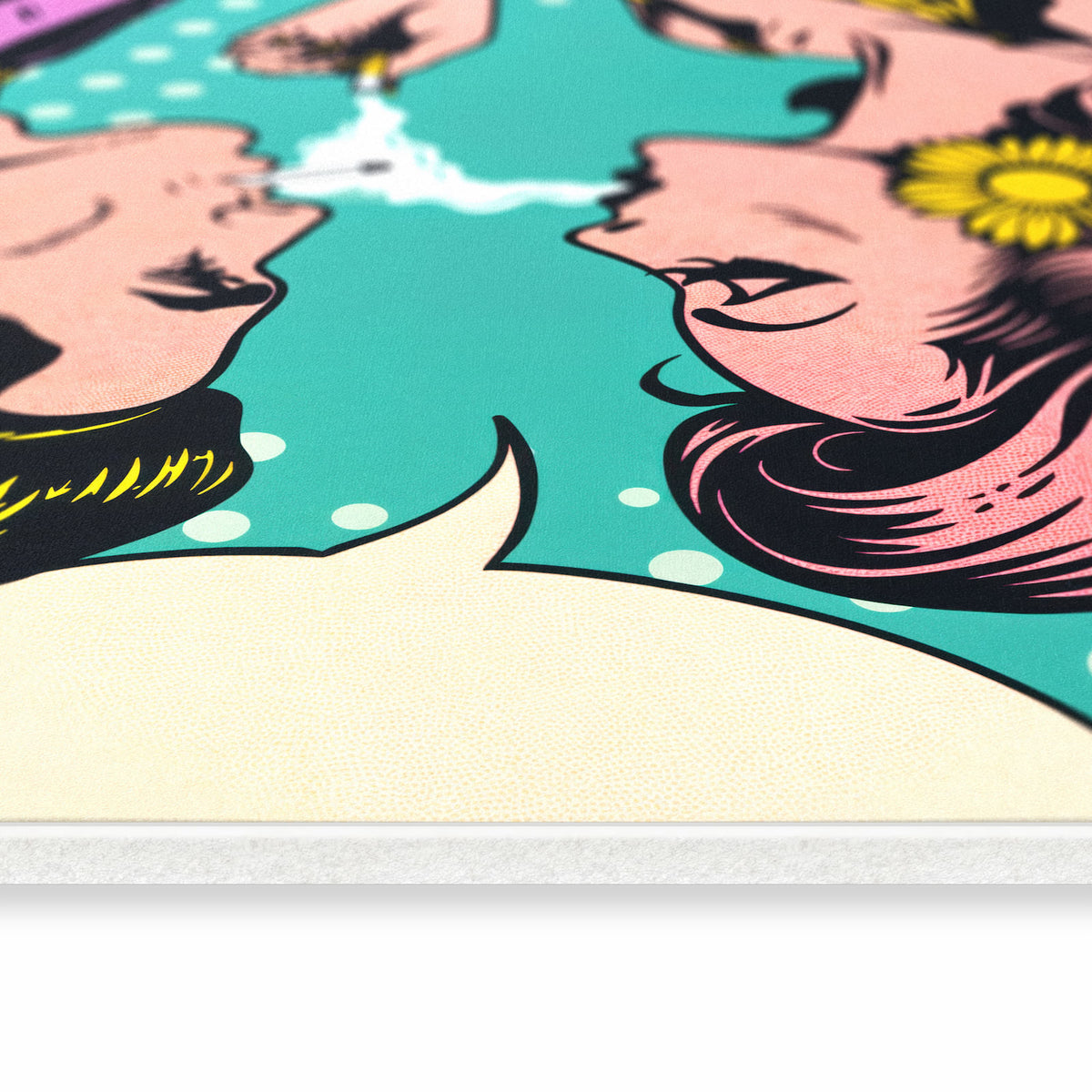 Komfortabler Küchenteppich mit Motiv Retro Pop Art Duo in seitlicher Ansicht