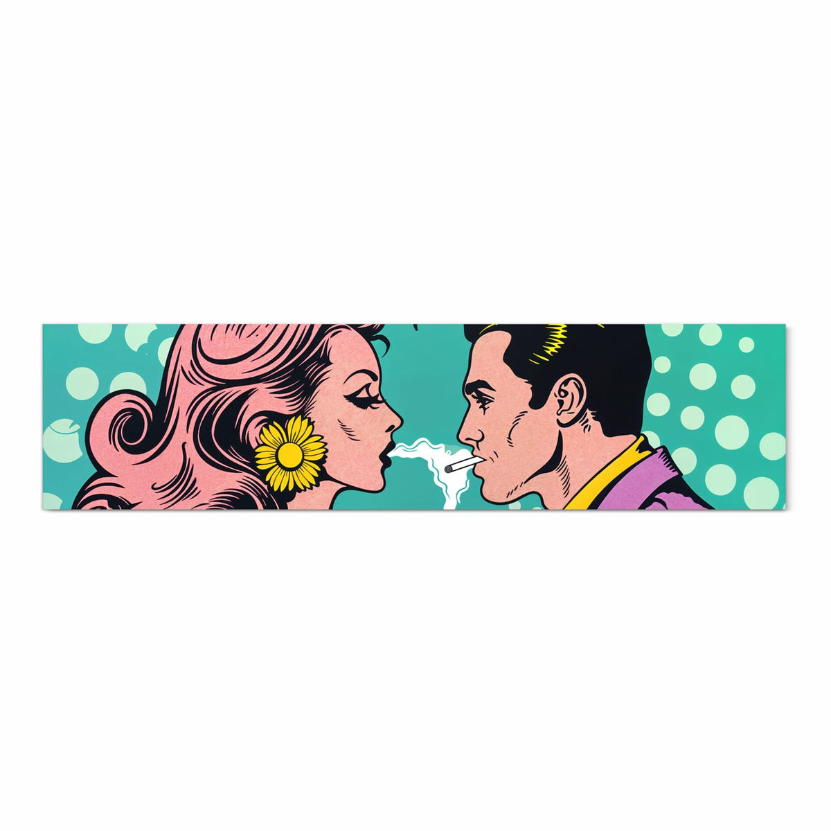 Rutschfester langer Teppich für Flur mit Motiv Retro Pop Art Duo in Frontansicht
