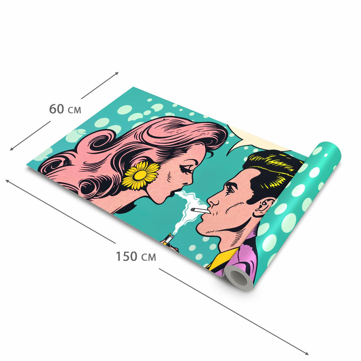 Wasserabweisender Küchenteppich mit Motiv Retro Pop Art Duo in der Größe 80x200 cm