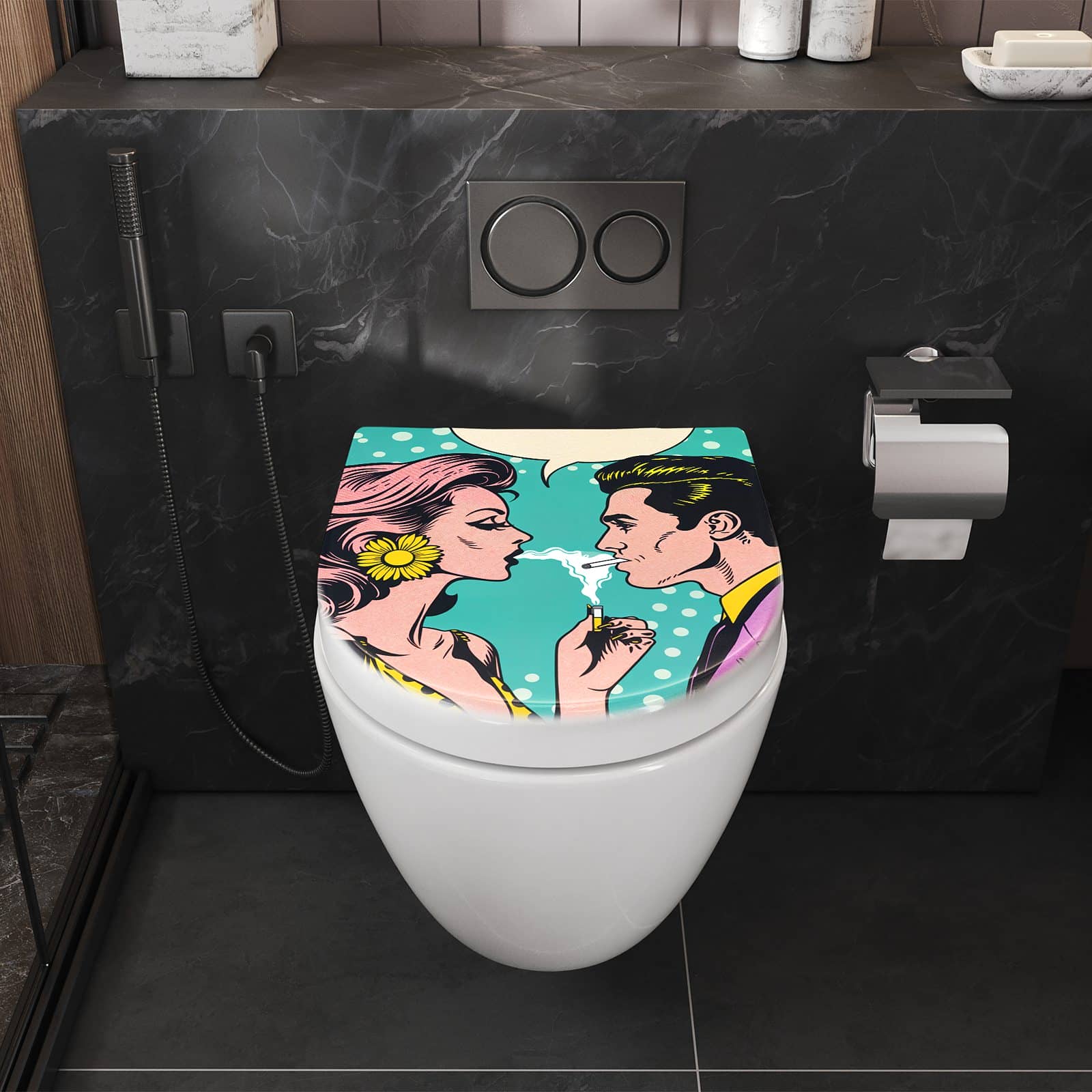 WC-Sitz mit Absenkautomatik Retro Pop Art Duo