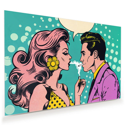 Wandbild mit dem Motiv Paar mit Sprechblase