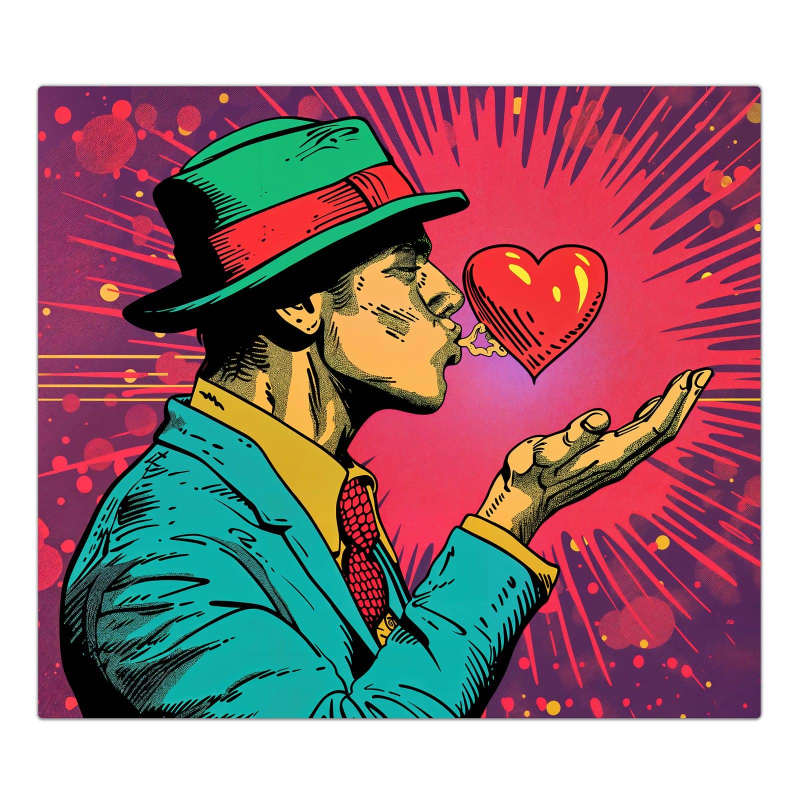 1-teilige Herdabdeckplatte aus Glas mit Kuss der Liebe-Motiv in der Frontansicht #grösse_1-Teilig (60x52cm)