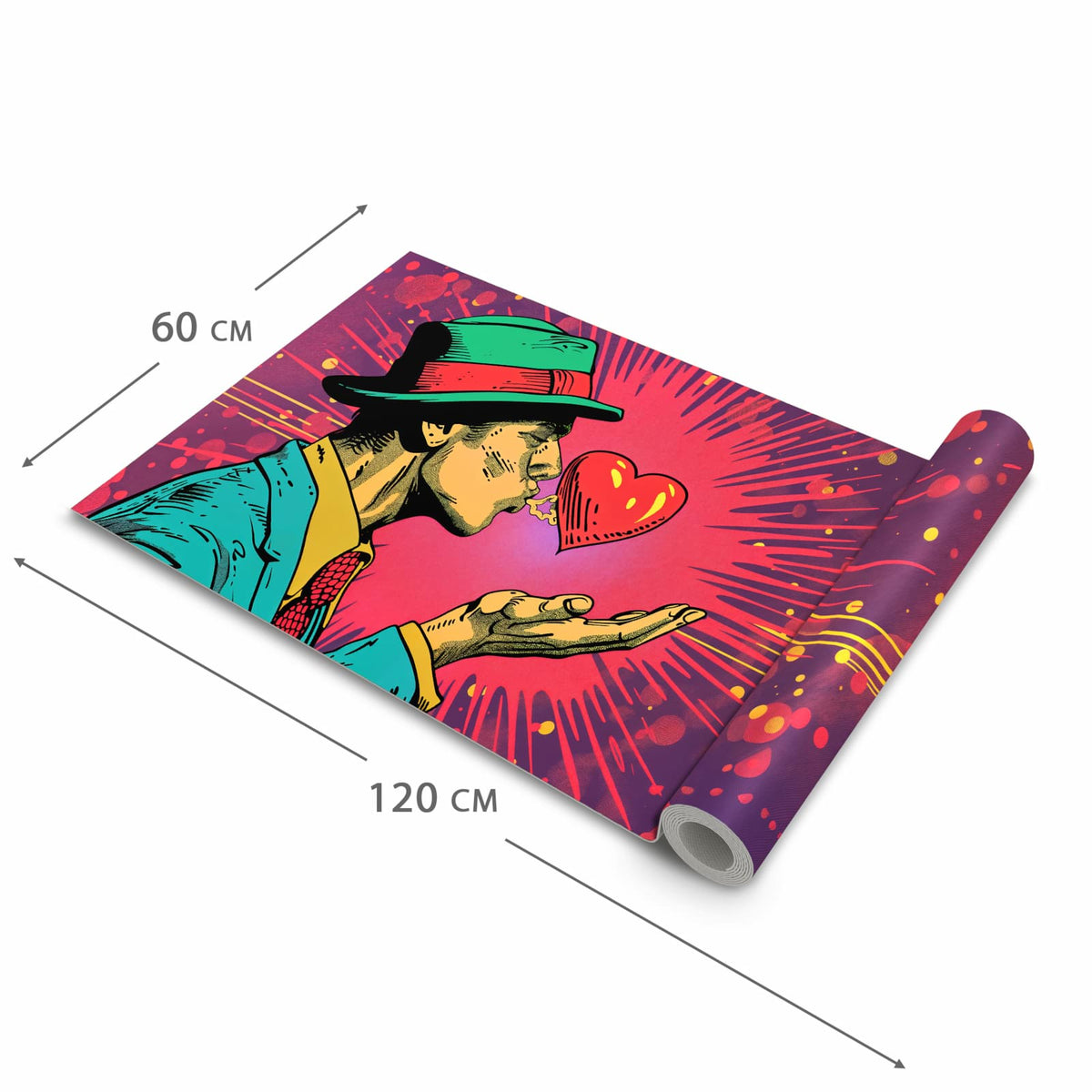 Langlebiger waschbarer Teppich mit Motiv Kuss der Liebe in der Grösse 60x90 cm