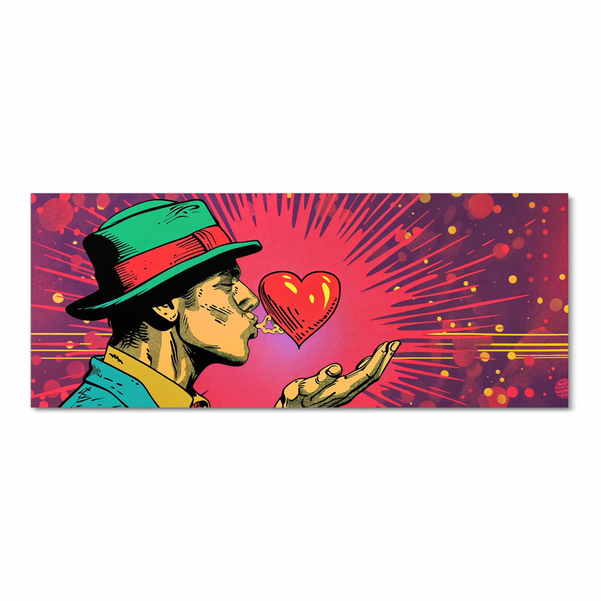 Formstabiler Küchenteppich mit Motiv Kuss der Liebe in Frontansicht